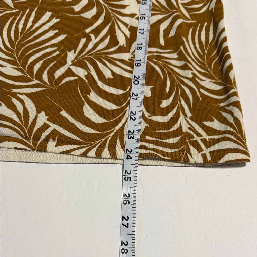 Garnet Hill Mustard Brown and White long sleeve Botanical Leaf Pattern Sweater - Picture 8 of 8